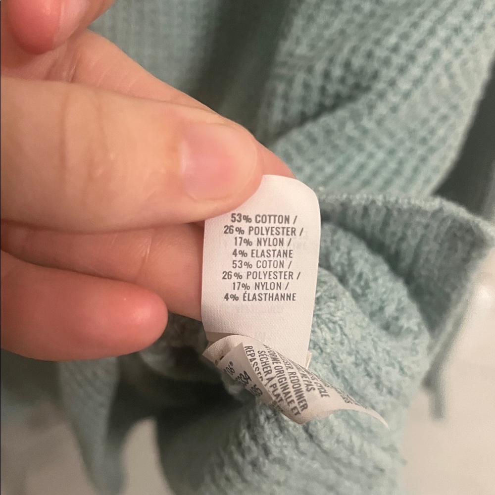 aerie V-Neck Hooded Waffle Knit Sweater - Picture 3 of 4